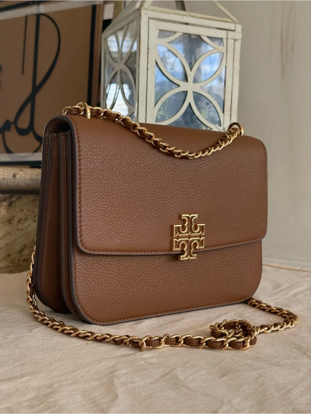 New Tory Burch Britten adjustable shoulder Leather bag with Matching Wallet
